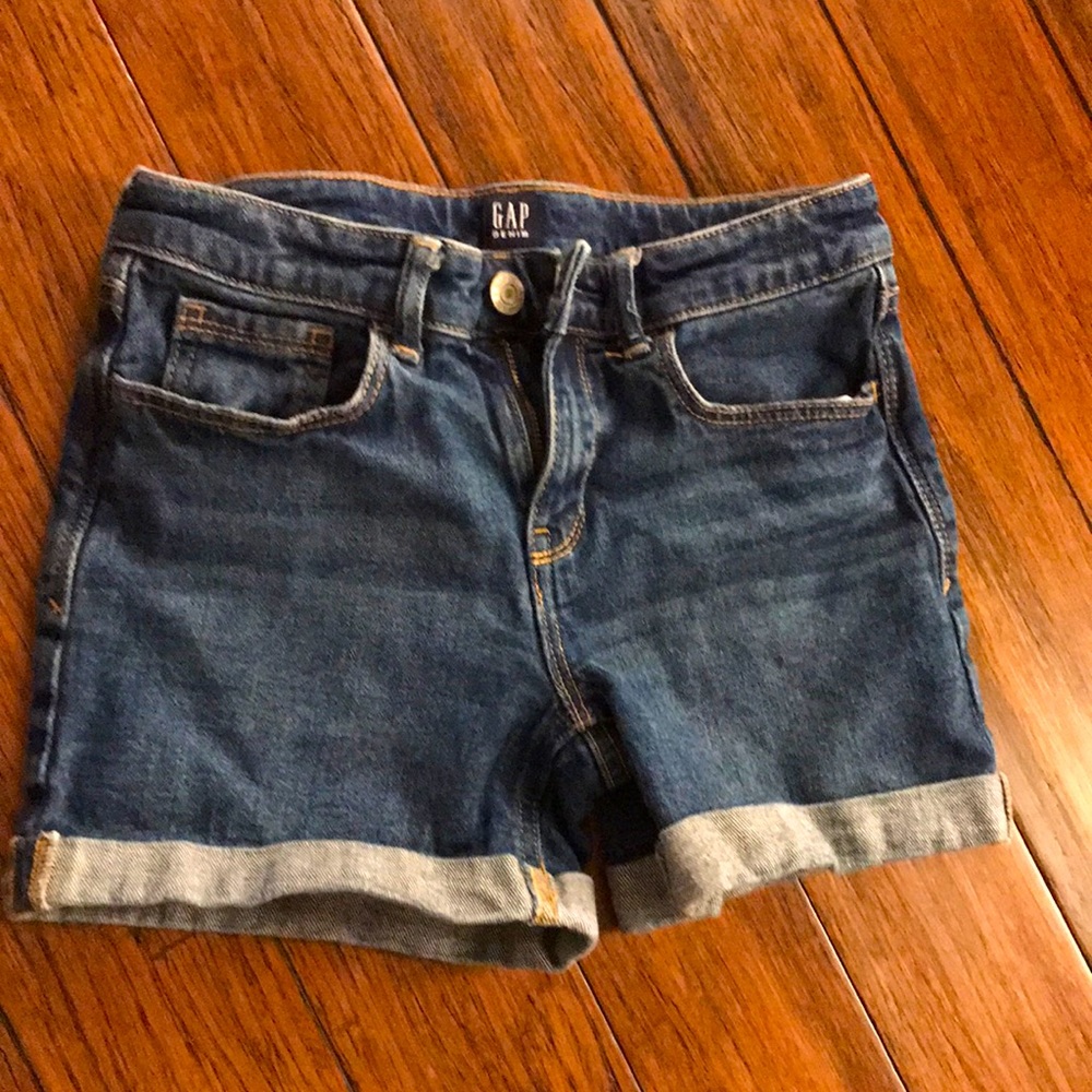 Dark wash denim shorts